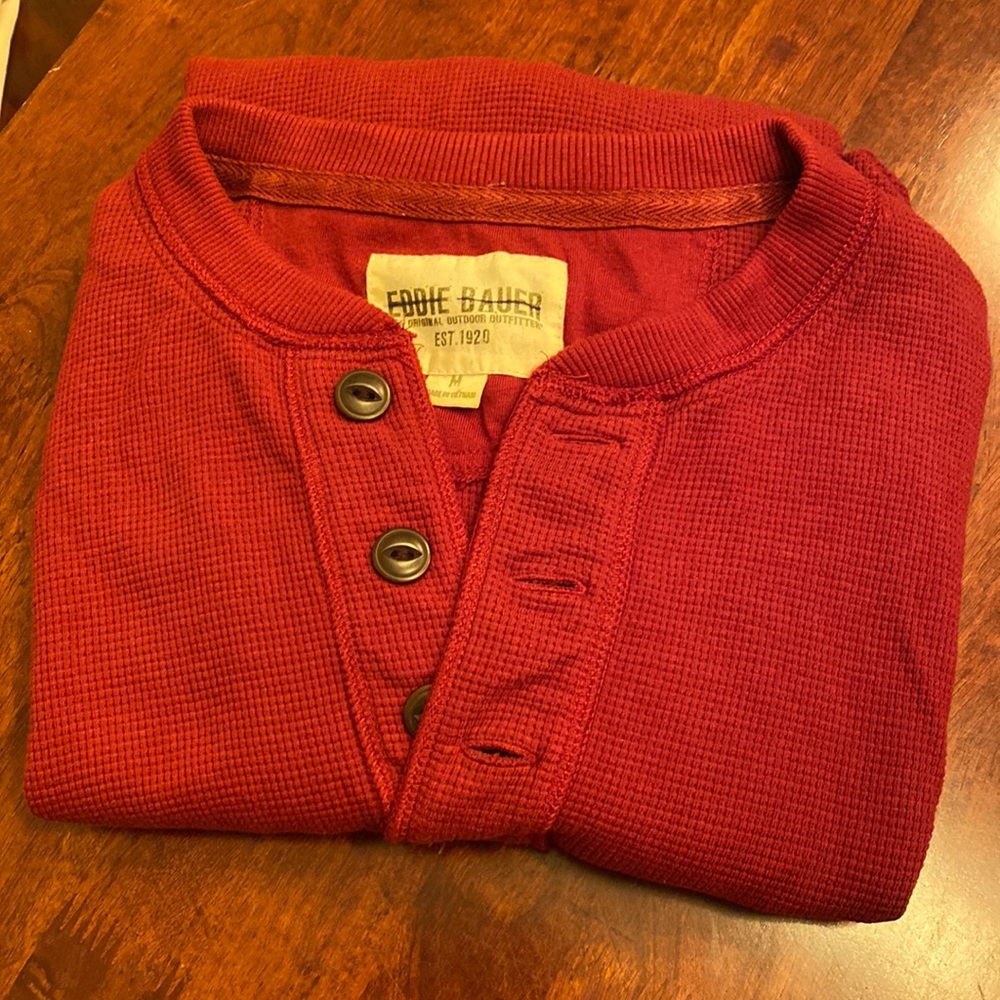 Medium Eddie Bauer Long-sleeve Dark Berry Thermal Henley Medium